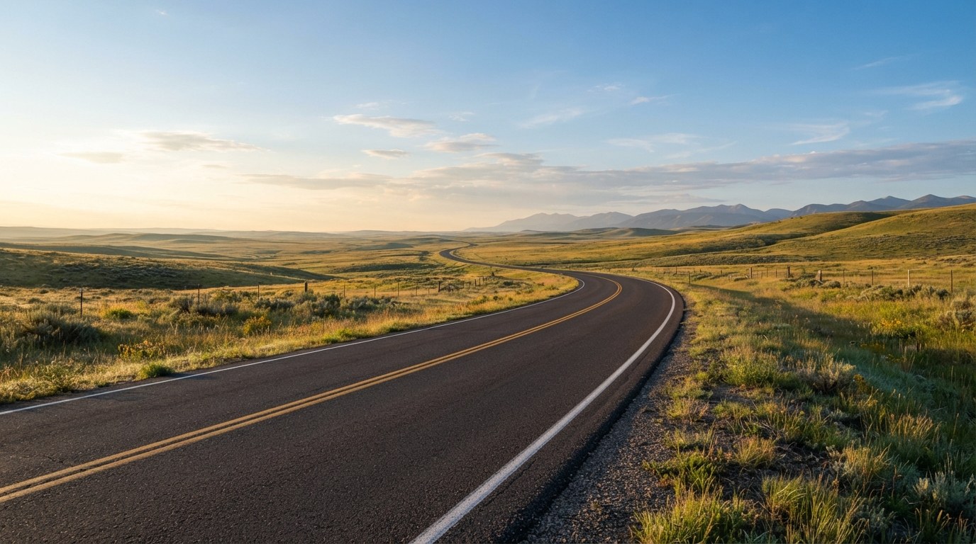 Highway through open country